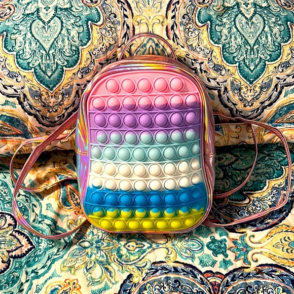 Handbags - Pink Iridescent Pop It Backpack